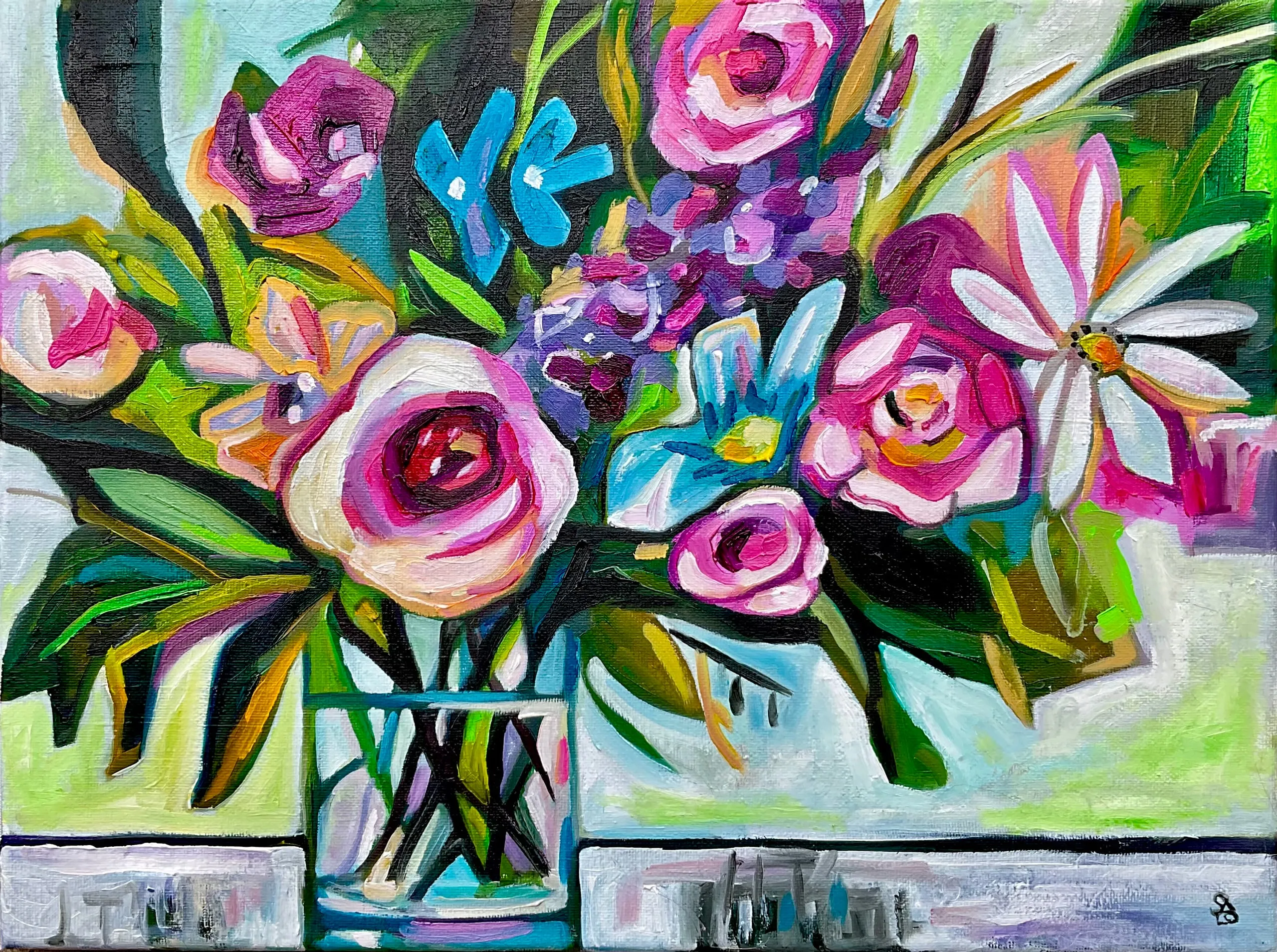 Bicchiere di fiori, 2022, Olio su tela, 40 × 30 cm — Sara Longhi