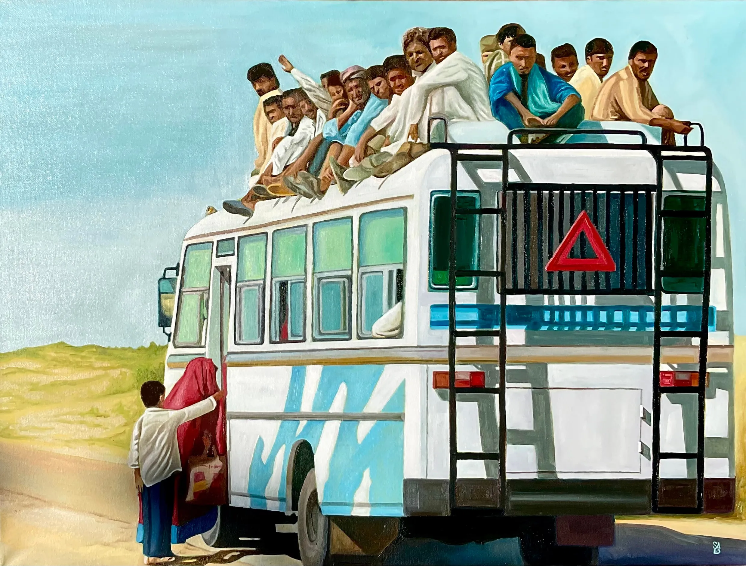 Viaggio della speranza, 2022, Olio su tela, 90 × 60 cm — Sara Longhi